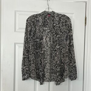 Vince Camuto sheer Black and White Button Down Shirt